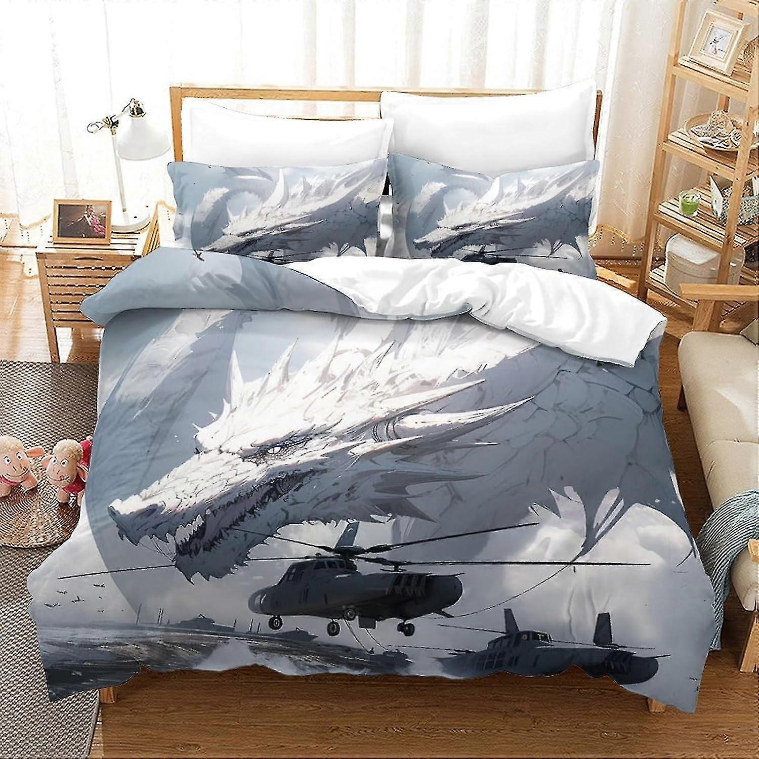 o3784 Lençóis Wyvern Conjunto de Capa de Edredom Conjunto de Cama para Crianças Meninos Meninas Galhos de Árvore Capa de Edredom Capa de Edredom de Lutador 1 Capa de Edredom com Pillowca
