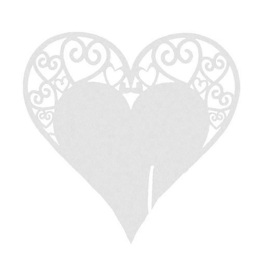 Paper Heart Wedding Name Cards For Wine Glass Party Place Seating Card