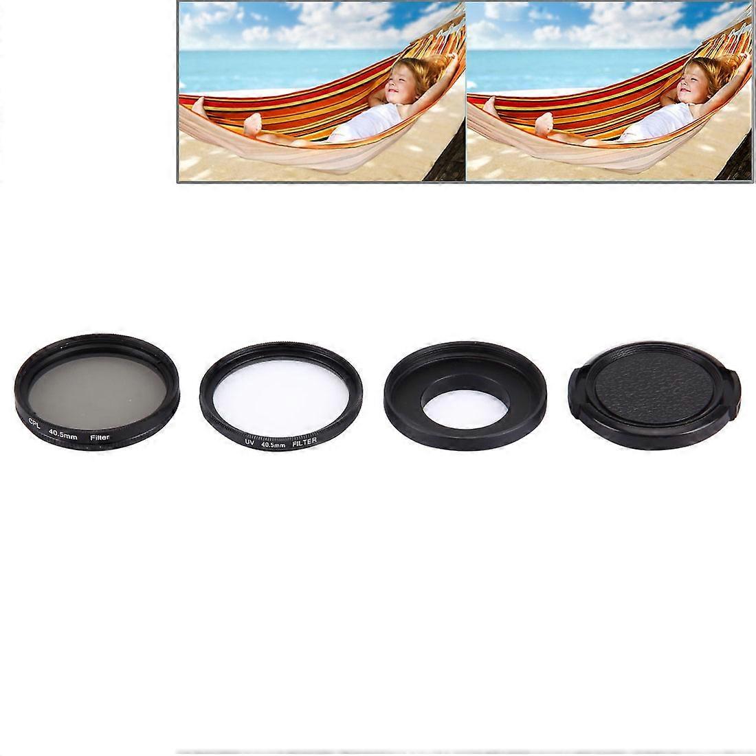 40.5mm Lens Filter(CPL + UV) & Waterproof Housing Case Adapter Ring & Lens Protective Cap for GoPro HERO4 / 3+ / 3