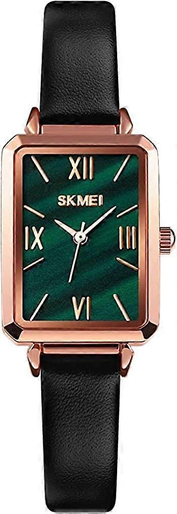 Square Watches for Women Slim Light Leather Band Small Waterproof Fashion Casual Simple Quartz Analog Wrist Watch Gifts 1706-green