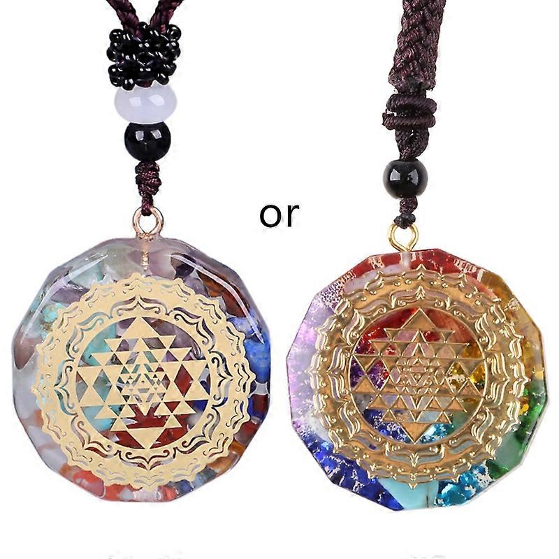 Collier Lumineux Orgonite Energie Pendentif 7 Chakras Reiki Collier de Guérison