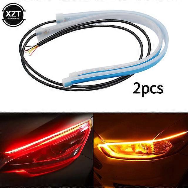 2pcs Sequential DRL LED Strip Turn Signal Light Yellow Bright Flexible Drl Led Daytime Running Light for Car Headlight