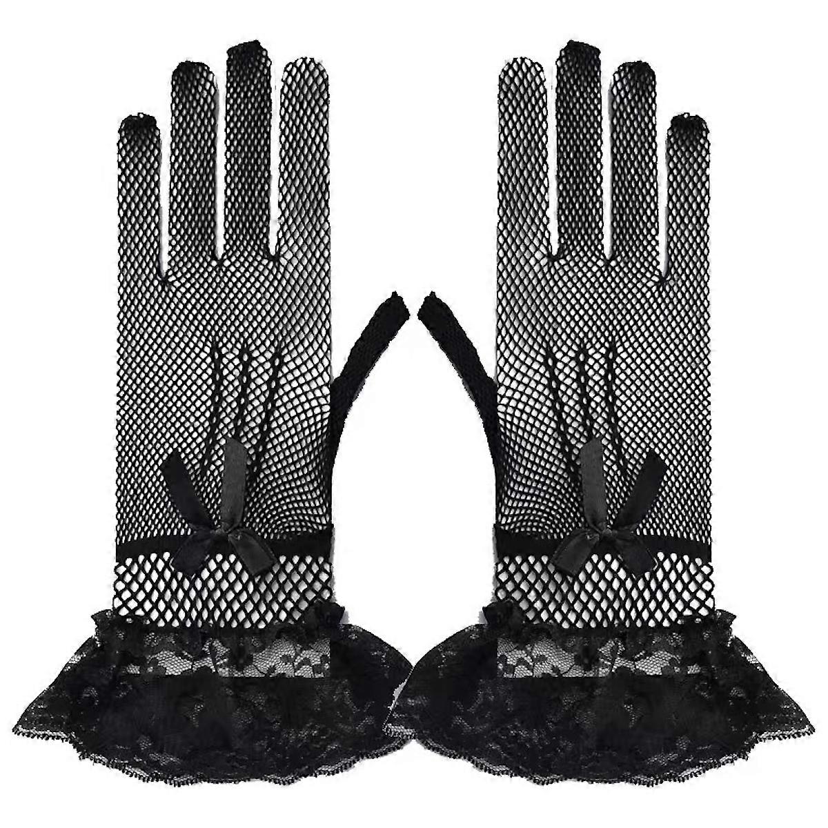 女性レース手袋フィッシュネットショートグローブ結婚式、パーティー、ダンス