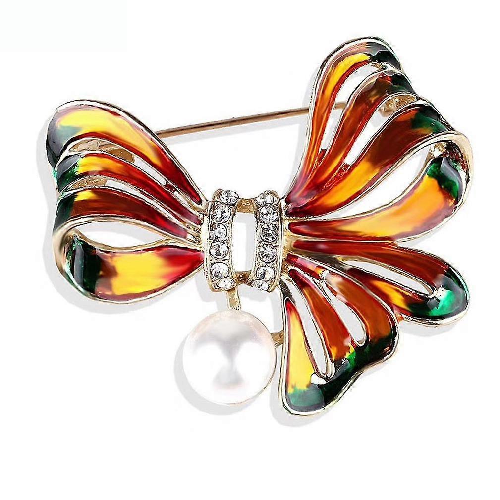 Highend Ladies Brooch Butterfly Corsage Painted Enamel Pearl Brooch Pin