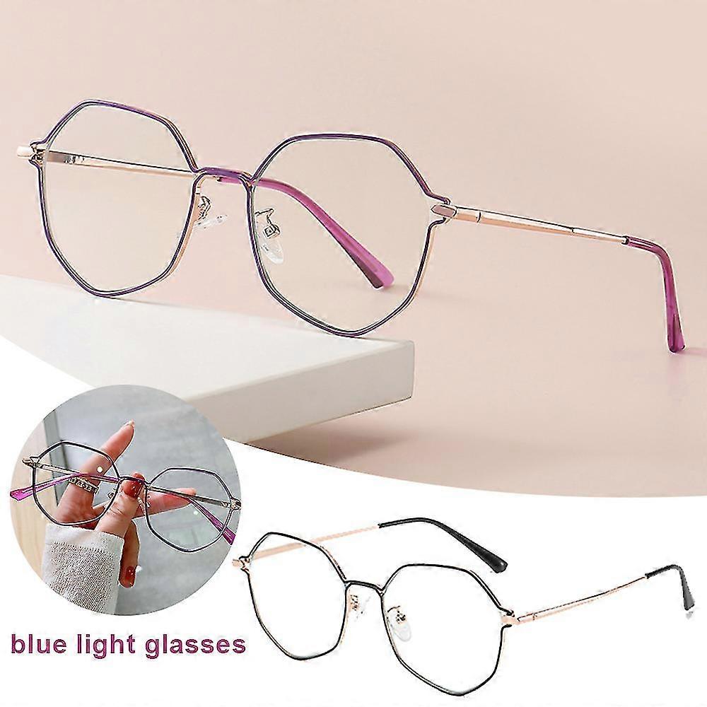 Flat Lens Blue Ray Blocking Glasses Stylish Irregular Polygonal Frame Eyeglasses