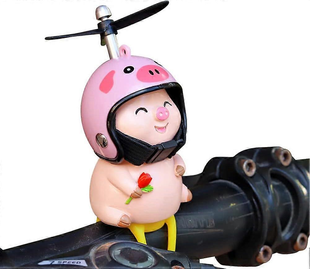 Pink - 1 x pig car ornament, pig bicycle ornament with helmet, pig motorcycle handlebar ornament, car dashboard ornament
