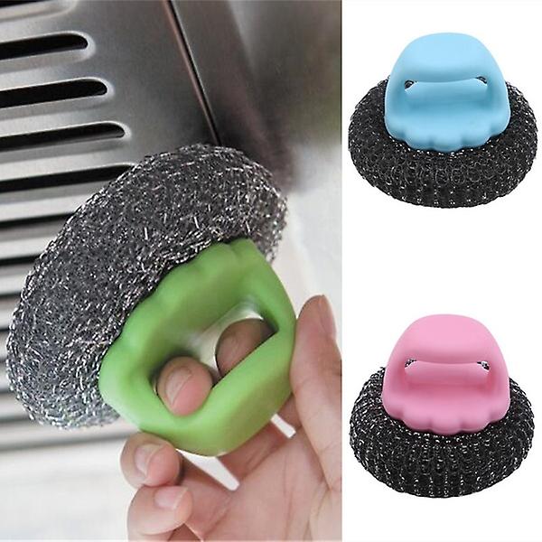 3pcsstainless Steel Scrubbers Cleaning Brushes Tools With Handle