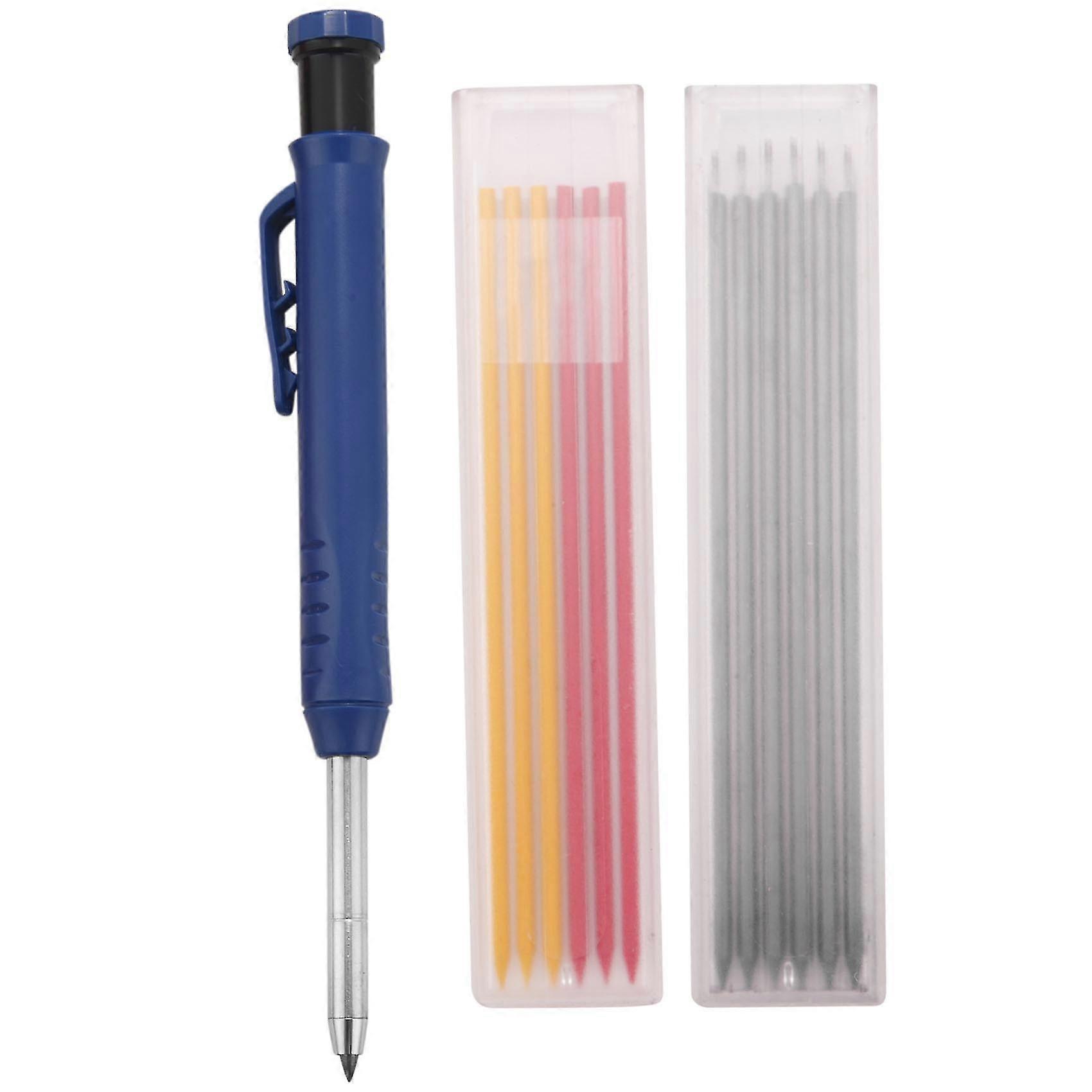 Carpenter Pencil 12 Refill Leads Built-In Sharpener Construction C