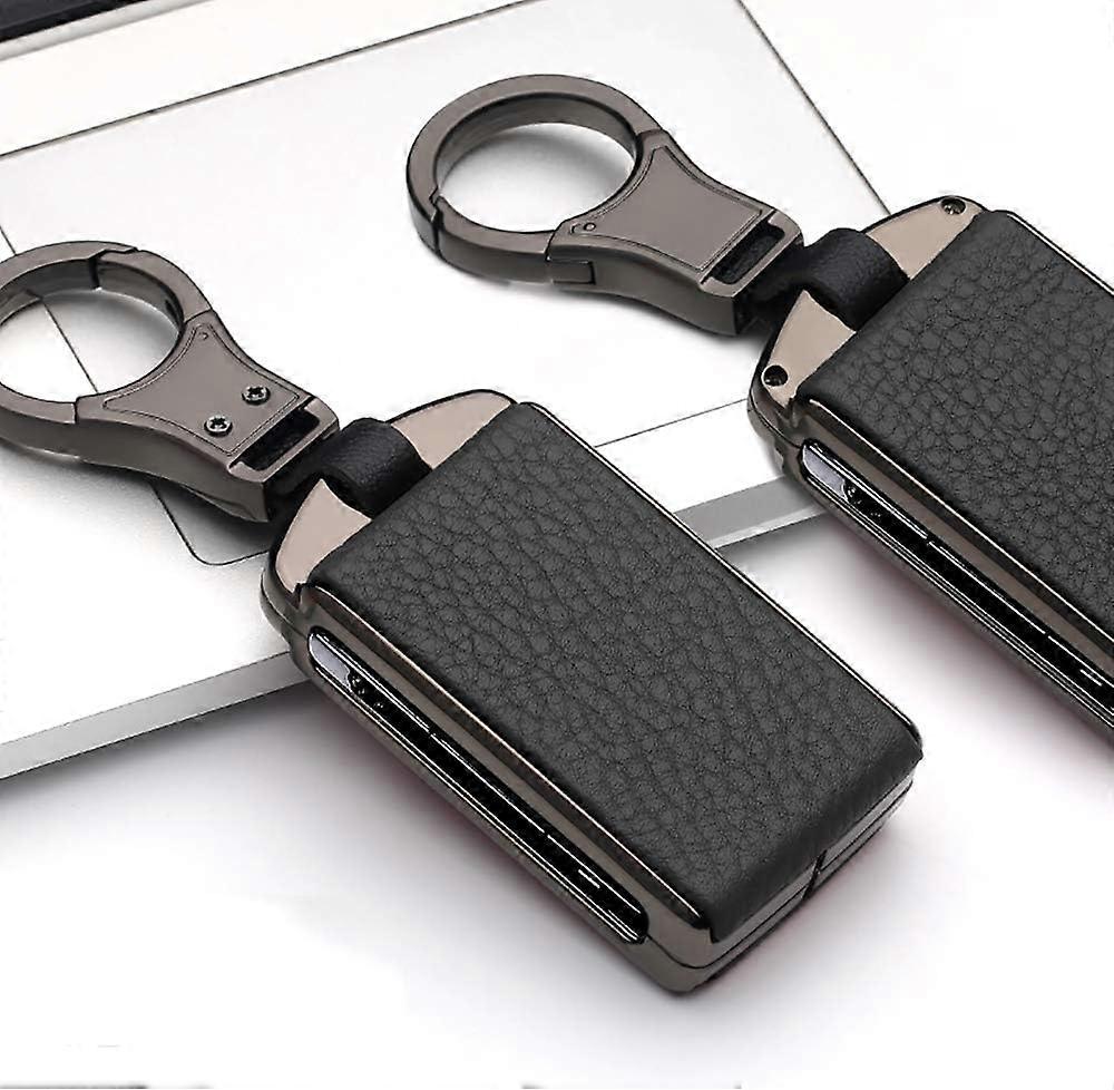1 Piece Leather Zinc Alloy Car Key Holder (Black) for Volvo xc60 xc90 s90 v90 Smart Car Key Fob Remote Key Holder Protective Case with Key Ring Key Ch