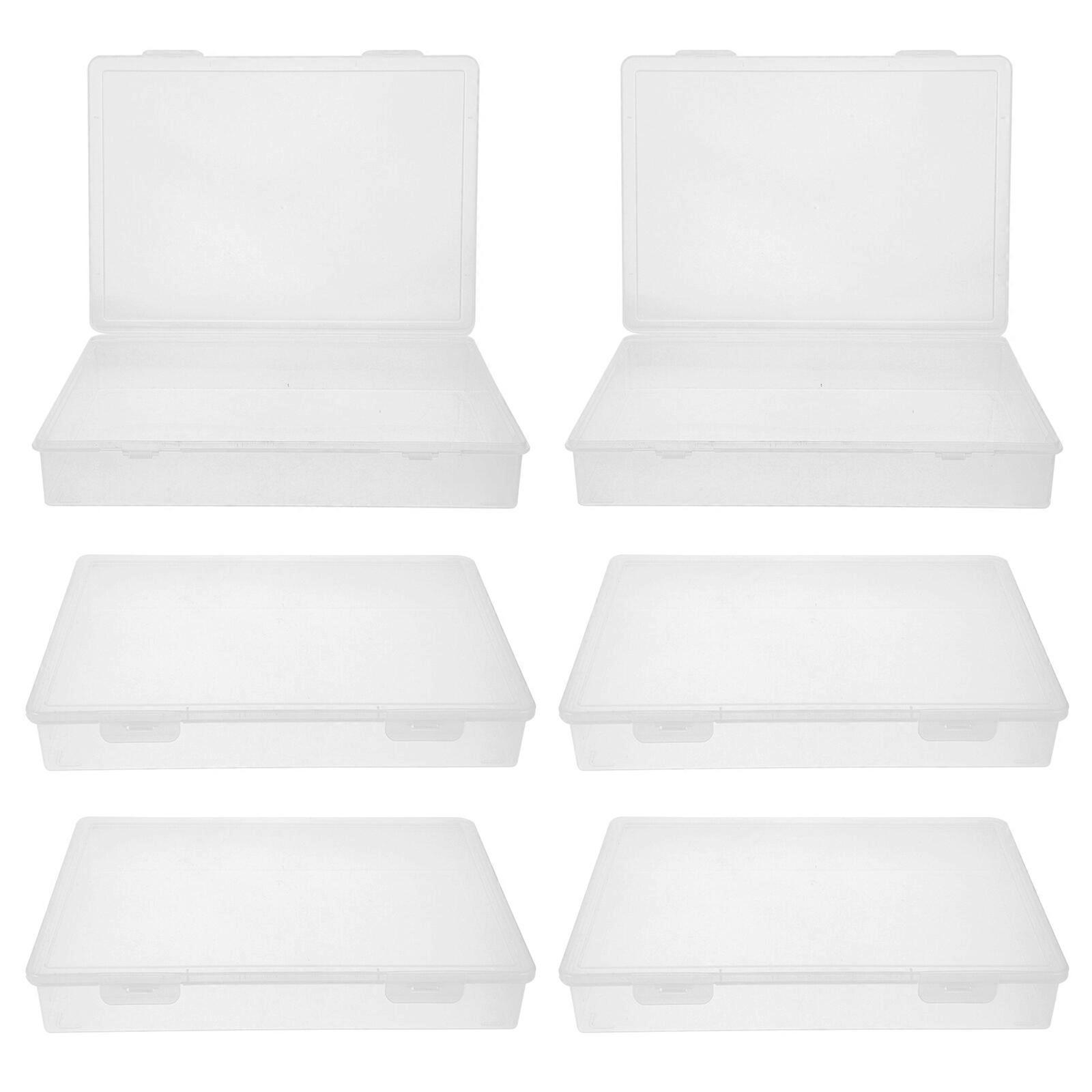 6Pcs Clear Plastic Storage Containers Jewelry Storage Boxes Crafts Packing Cases Stackable Containers