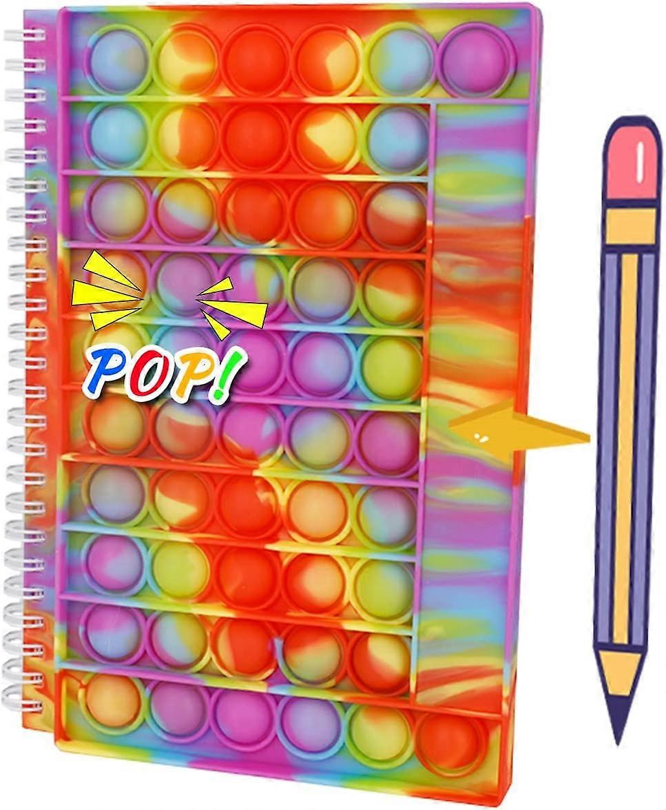 Pop Bubble Notebook with Pencil Case for Girls Boys, Popper Notebook with Pen Case for School Kids, Fidget Pop Notebook School Season Notepad Notes Wo