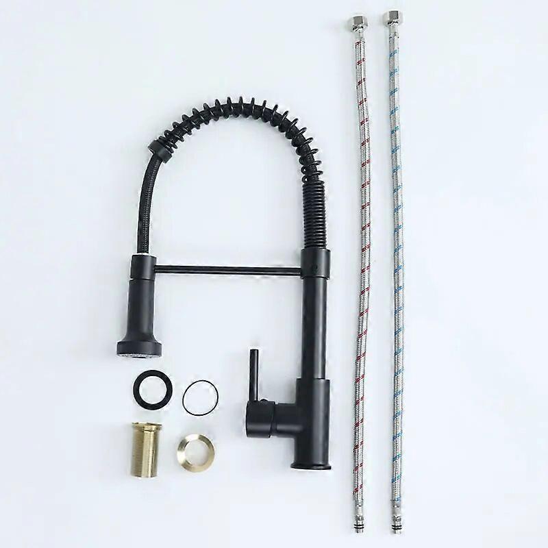 Top 360 Rotation Spring Black Kitchen Faucet Pullout Hot Cold Water Single Handle Sink Home Spray Nozzle Mixer Deck Mounted Taps
