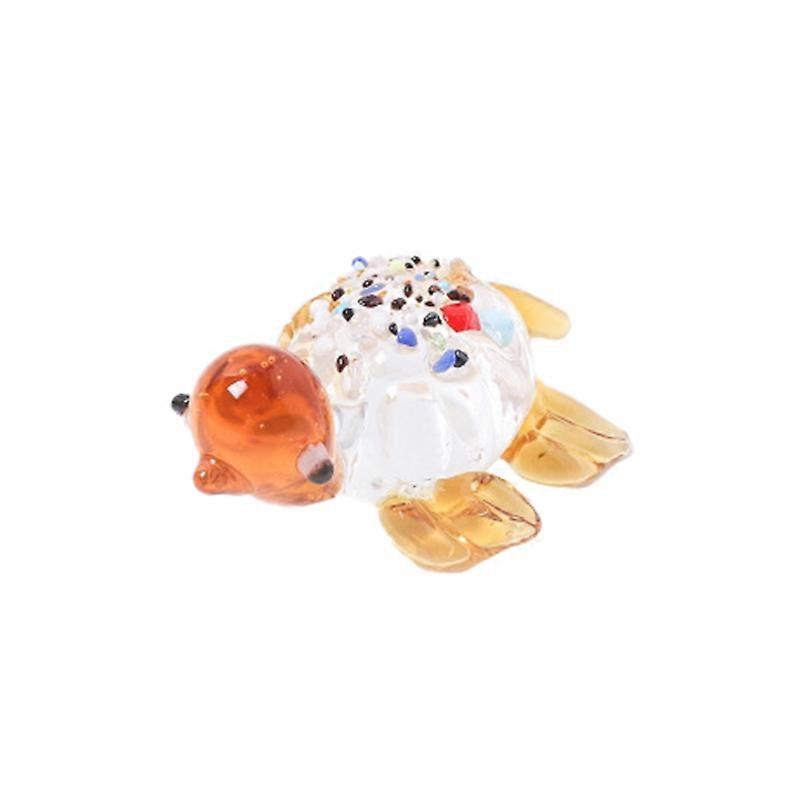 Cute Miniature Decor Bright-colored Glass Exquisite Little Turtle Shape Miniature Display for Home