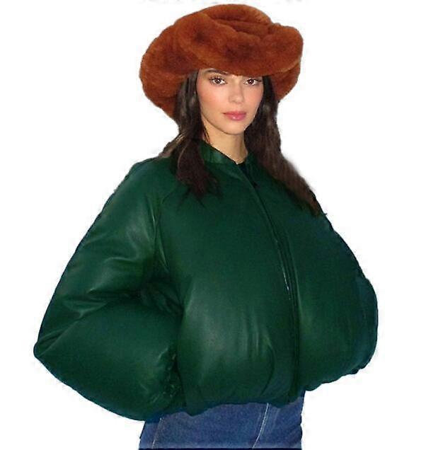 Women's Winter Solid Color PU Leather Cotton Jacket