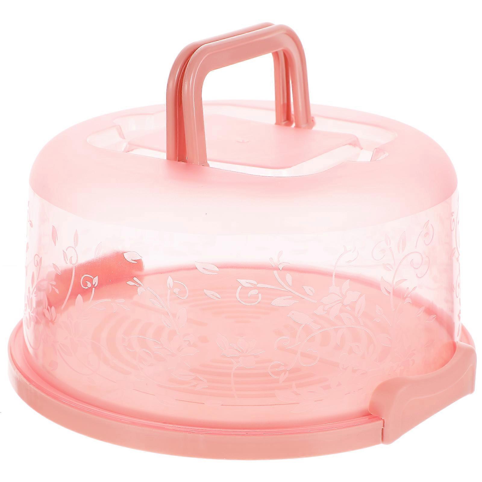 1Pc Buckle Round Cake Carrier with Handle Portable Handy Cupcake Holder Tray