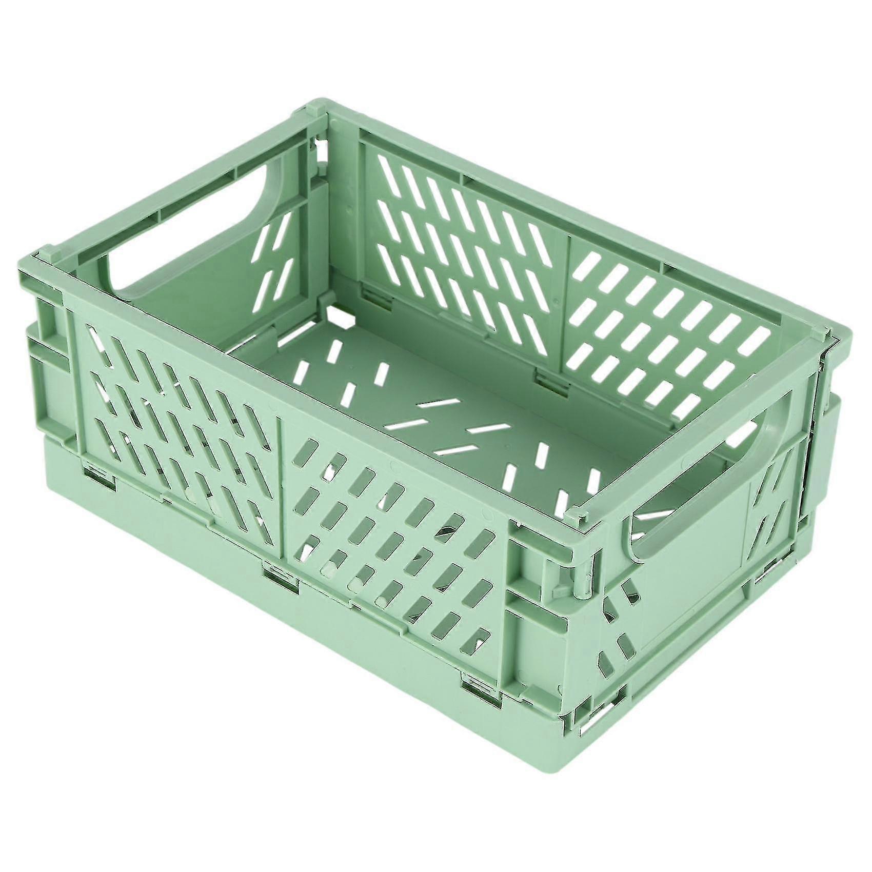 Collapsible Plastic Folding Storage Box Basket Utility Cosmetic Container Green