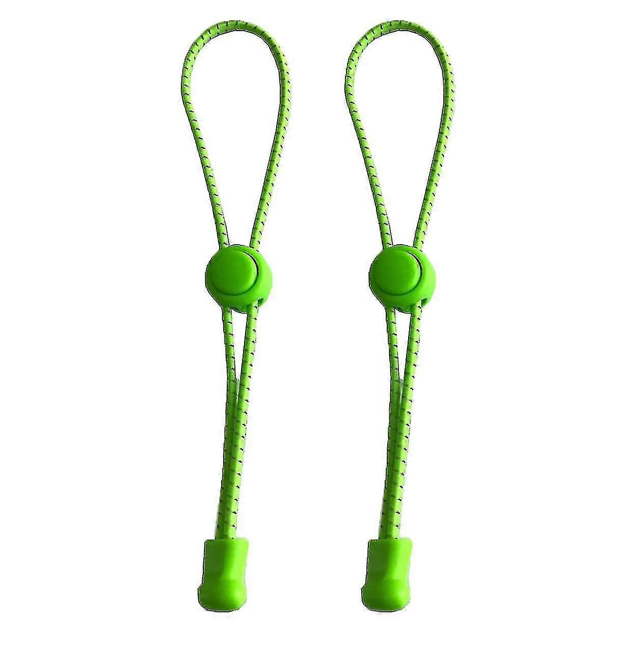 Reflective Green Elastic No Tie Lock Shoelaces Lock Laces