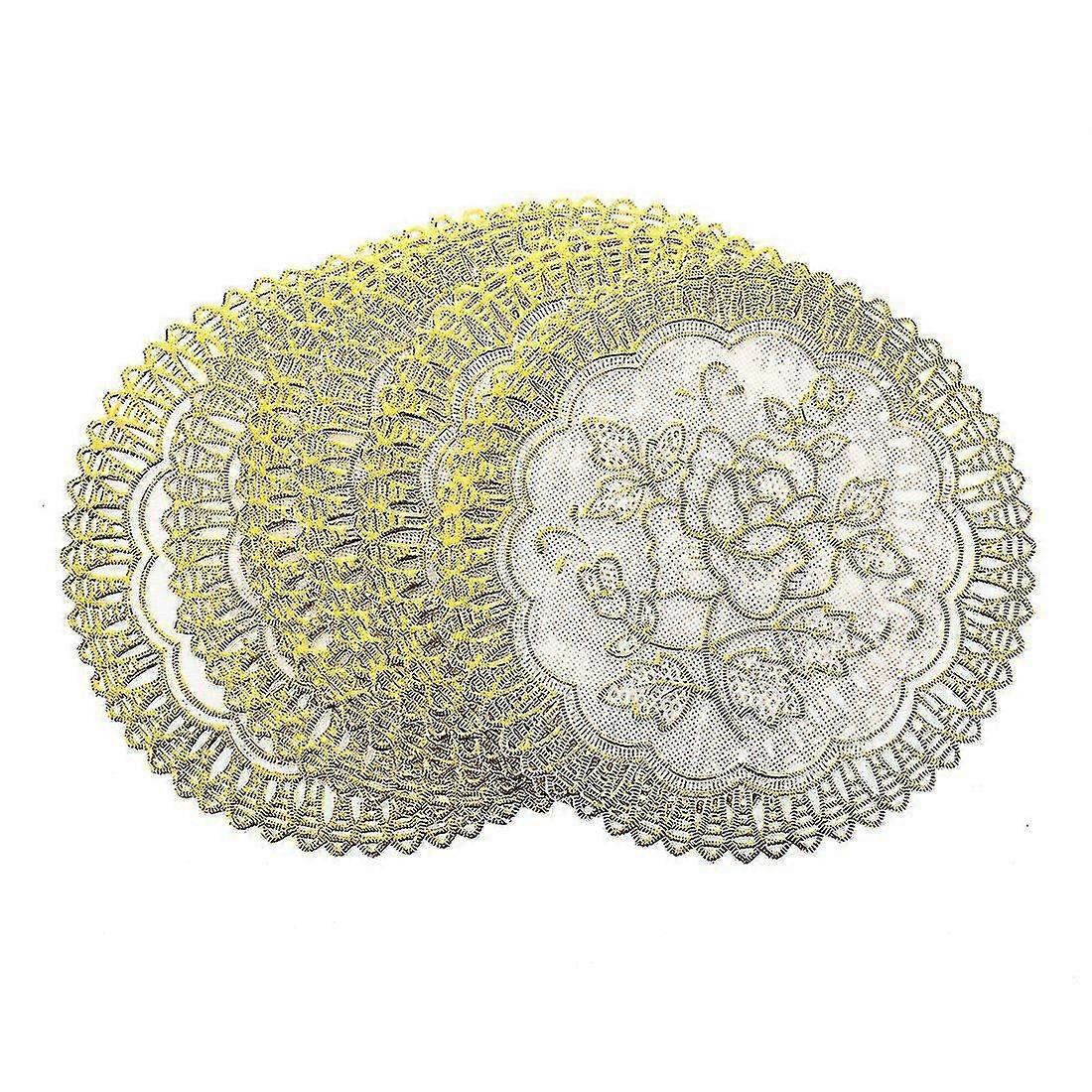 6 Exquisite Gold-tone Flower Dinning Table Coasters Set