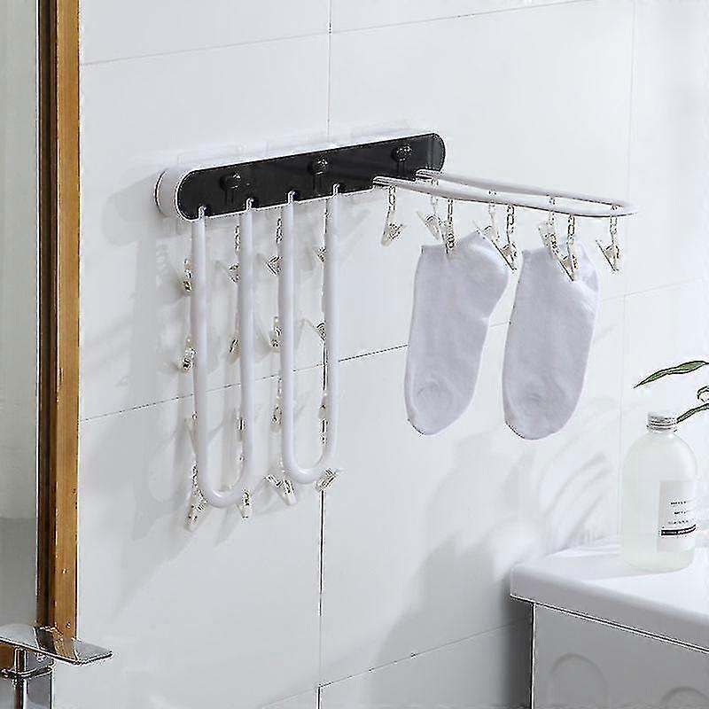 Foldable Drying Racks For Laundry Sock Hanger Wall Mounted With 24 Clips Multifunctional Clothes Hanger Rack