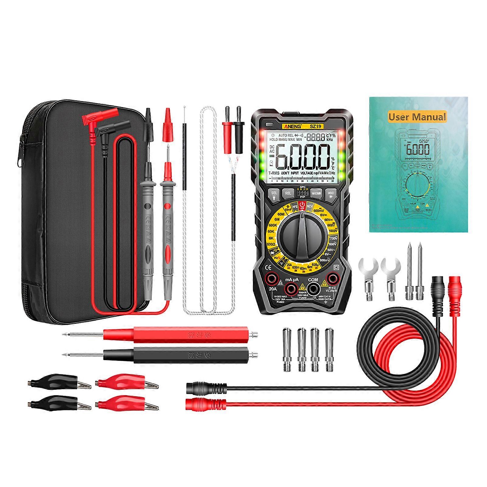 Digital Multimeter 6000 Counts AC/DC Voltage Current Resistance Capacitance