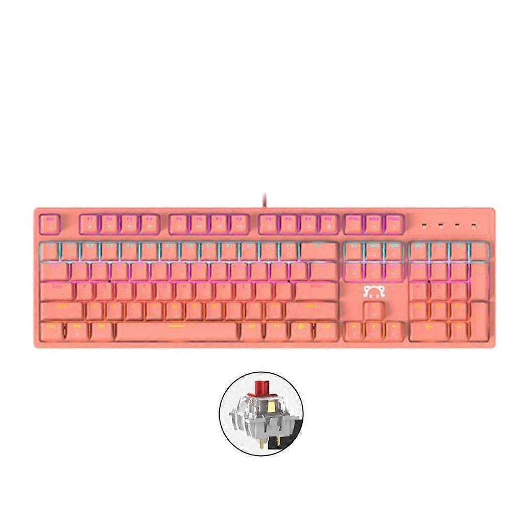 Blue/Red Switch Mechanical Keyboard Wired 104Keys LED Backlit for Ideal for Game
