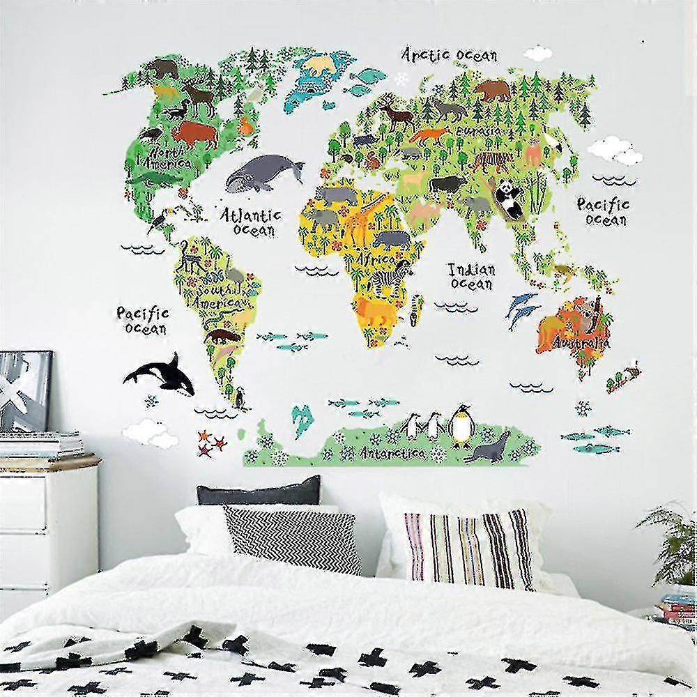 Animal Map R Removable Sticker Bed Backdrop Art Decb