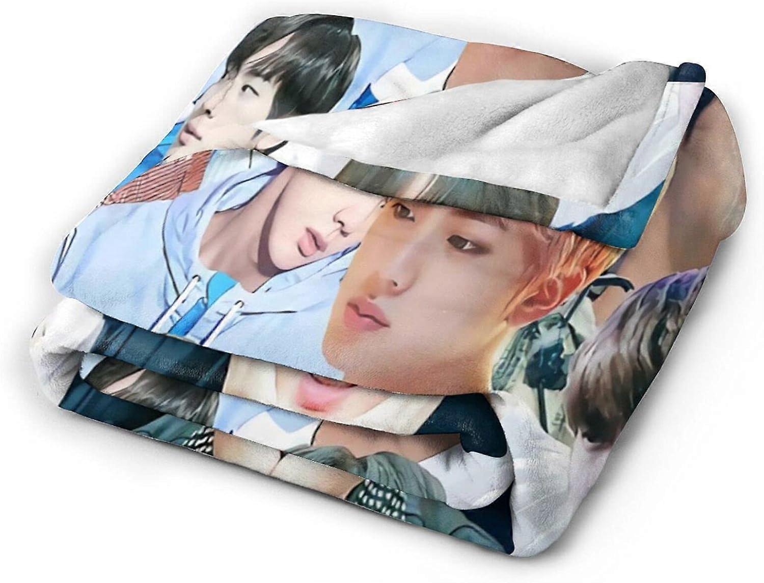 Blankets Jin BTS Soft and Comfortable Warm Fleece Fluffy Plush Throw Blankets Yoga Blankets Beach Blanket Picnic Blankets for Sofa Bed Camping Travel-