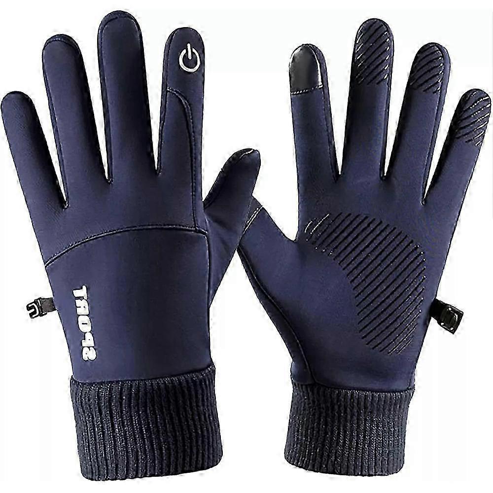 Luvas térmicas antiderrapantes de inverno com tela sensível ao toque azul