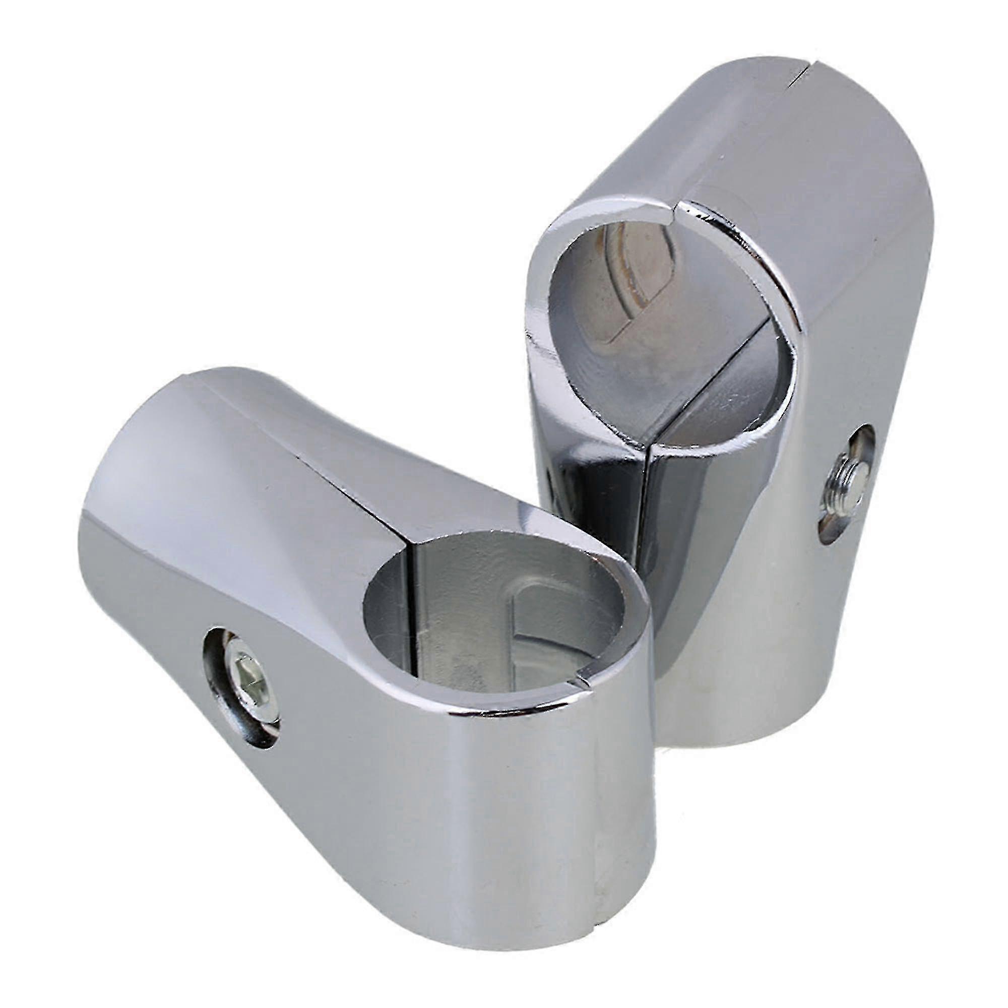 4 X Aluminum Alloy Pipe Clamps Connector For 32mm Id Round Tube Silver