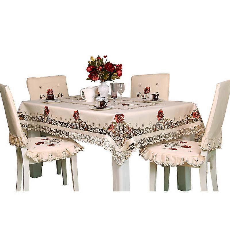 Light Luxury Hollow Embroidered Tablecloth Table Runner Fabric Dining Tablecloth Chair Cushion Coffee Table Cloth Tablecloth56*56cm