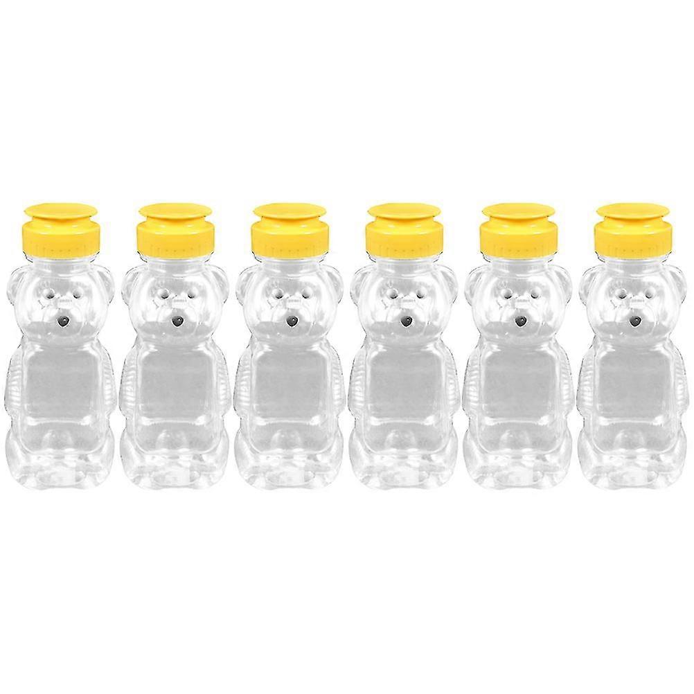 6pcs Portable Drinking Bottle Bear Shape Beverage Bottle Kids Bottle Transparent