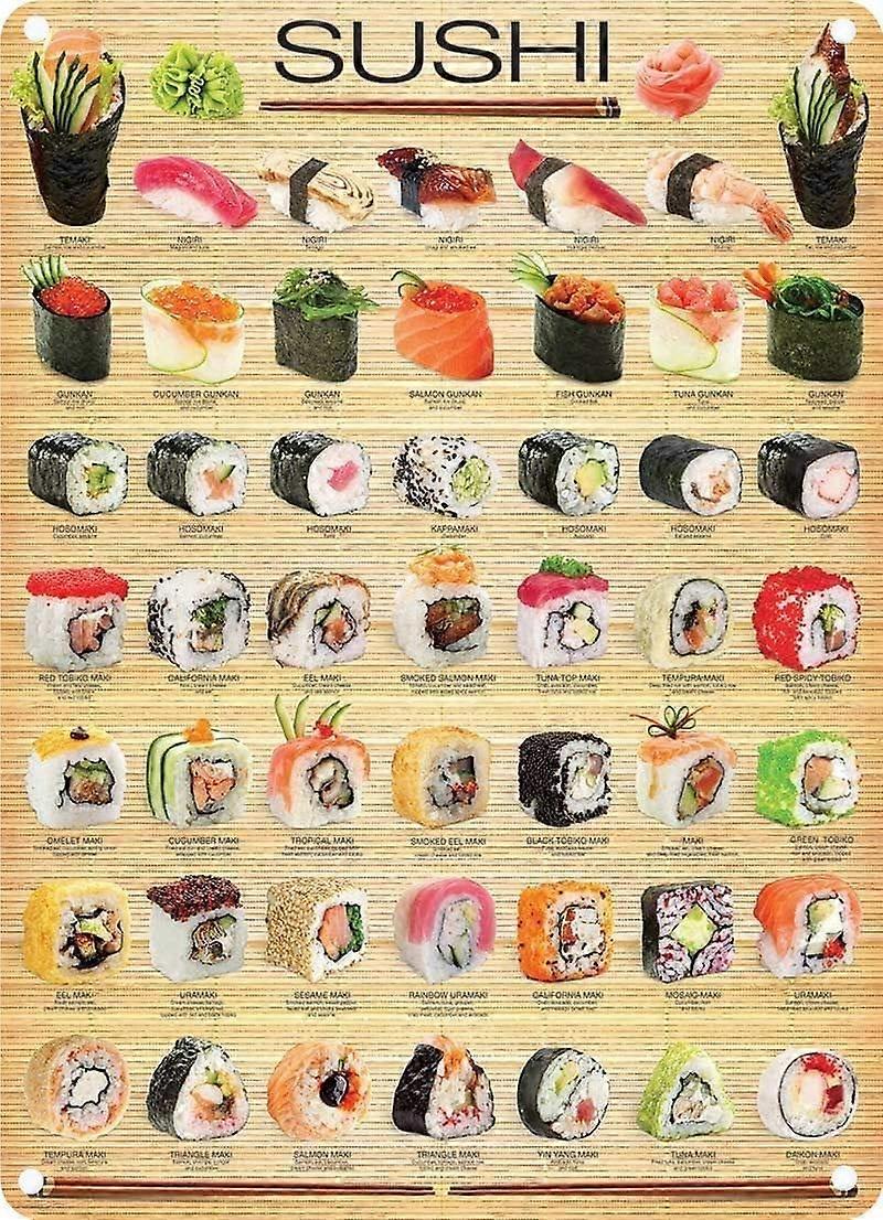 خمر القصدير ملصق السوشي اليابان معدن القصدير تسجيل الرجعية المطبخ المنزلي مكتب حديقة المرآب ديكور الحائط