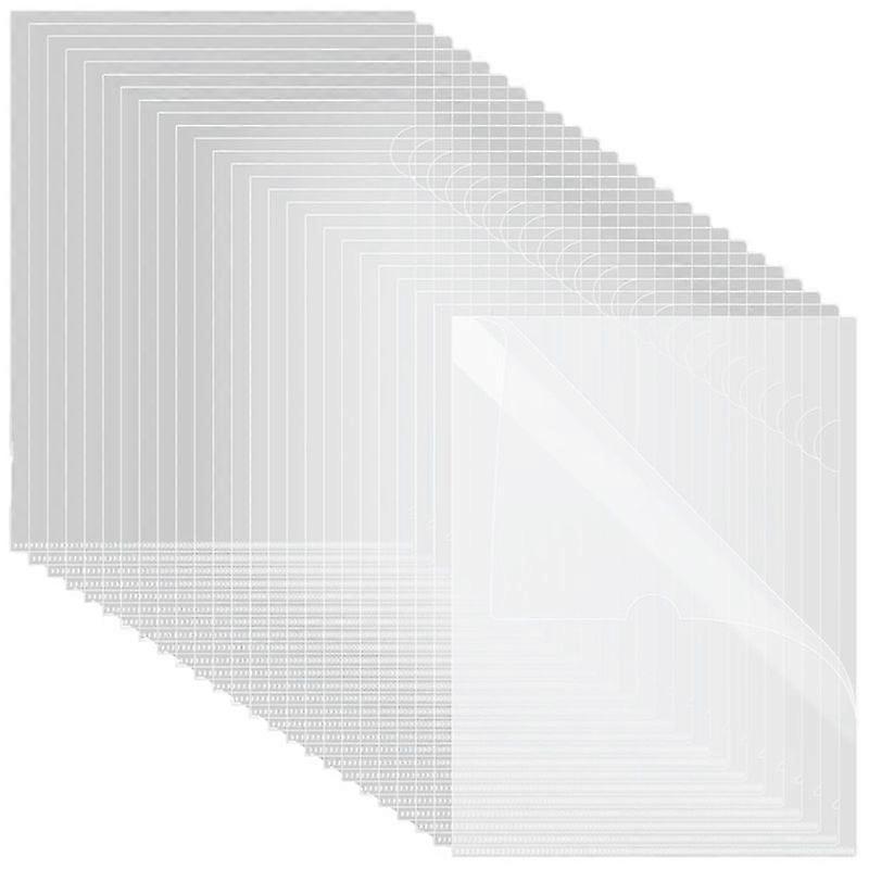 60pcs Plastic Clear File Folders L Shape Copy Security Project Folders Paper Sleeve Folders for A4 / Letter Size Paper