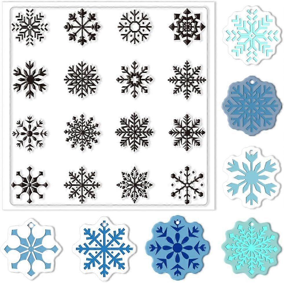 Polymer Clay Texture Sheets Winter Snowflakes Silicone Texture Stamp Christmas Clay Texture Mat Modeling Pattern Pad Texture Sheets for Polymer Clay M