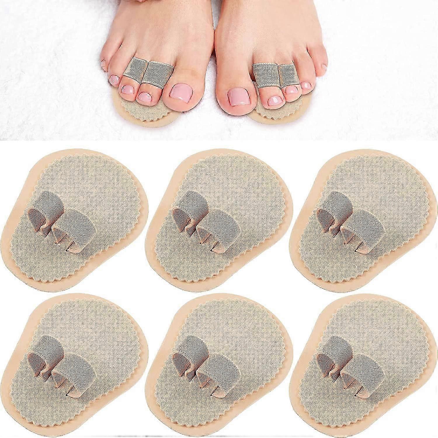 6 Pieces Double Toe Straightener Hammer Toe Splint Toe Corrector Separators (Beige)