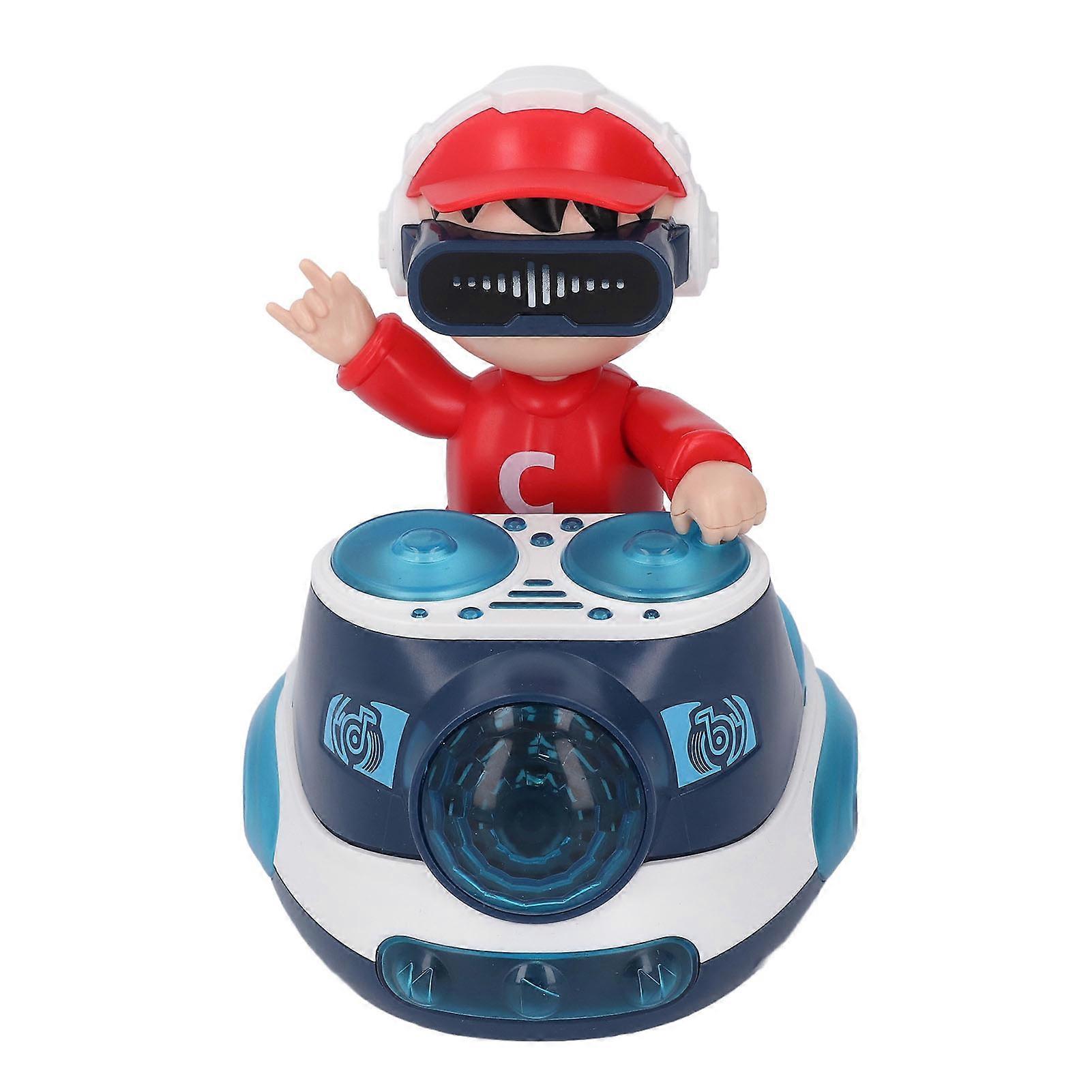 DJ Bouncing Beat Rock Boy Dancing Toy with Music Flashing Light Universal Wheel Automatic Movement Robot Toy Car for Toddlers Blue