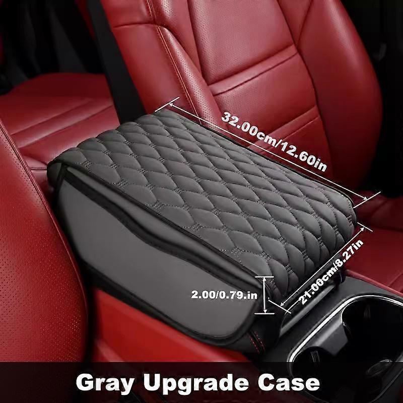 SEAMETAL Car Armrest Cushion PU Leather Memory Foam Center Console Armrest Cover Pad With 2 Storage Pockets Armrest Support