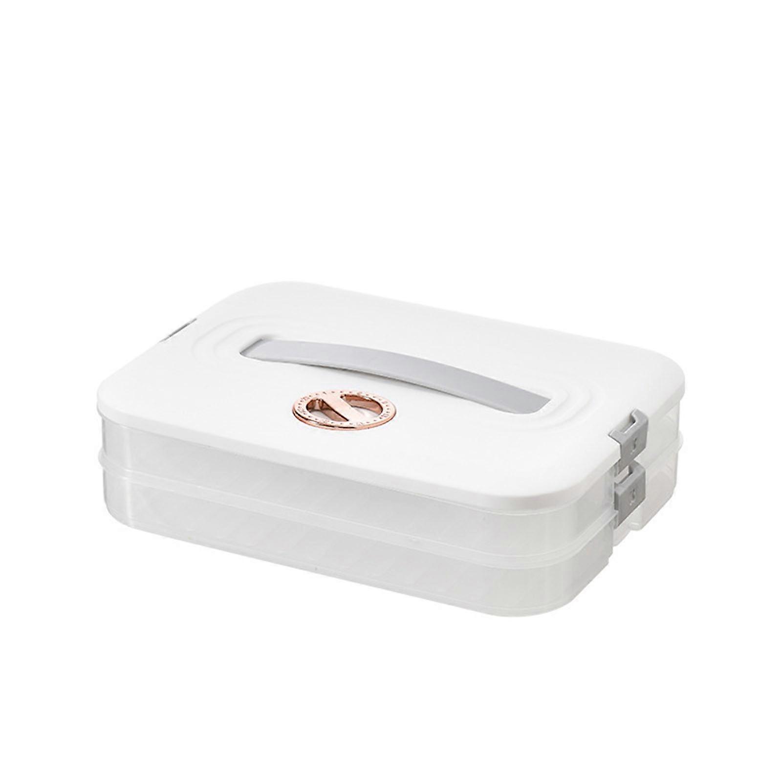 Multilayer Cookie Carriers with Lid and Handle Time Recoder Food Storage Box Food Dessert Clear Container  White