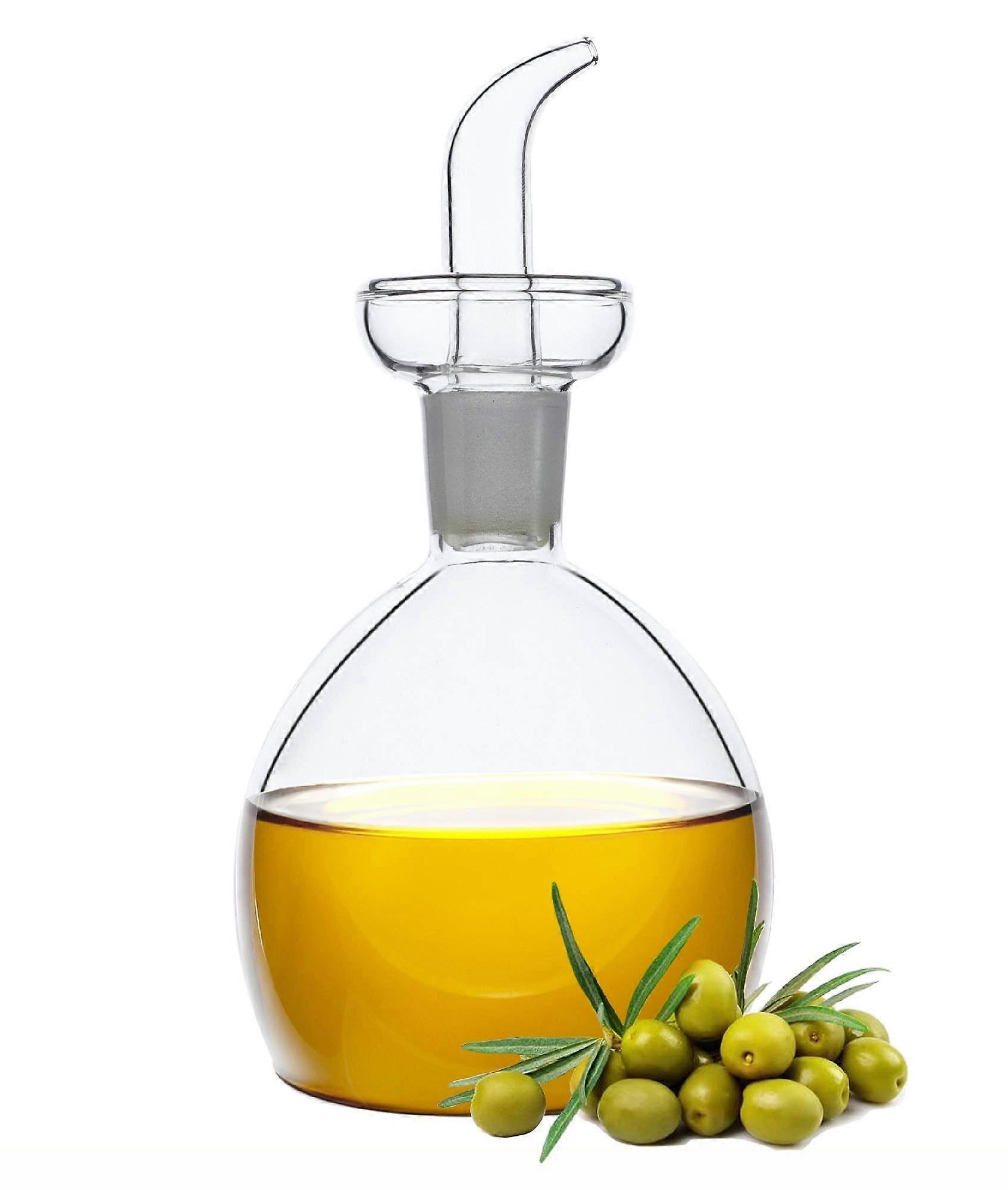 Glass Cruet Decanter No Funnel Needed Oil And Vinegar Dispenser 5 Oz / 150 Ml Handicraft Glassware Airtight Seal