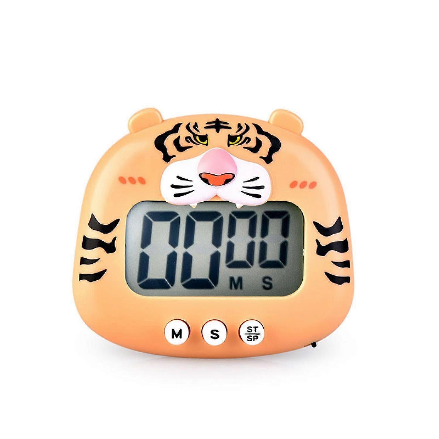 JUSTUP  Countdown Timer Digital Cooking Timer with Magnetic LCD Large-Screen Visual Clock  Hangable Alarm Clock --- Yellow Tiger