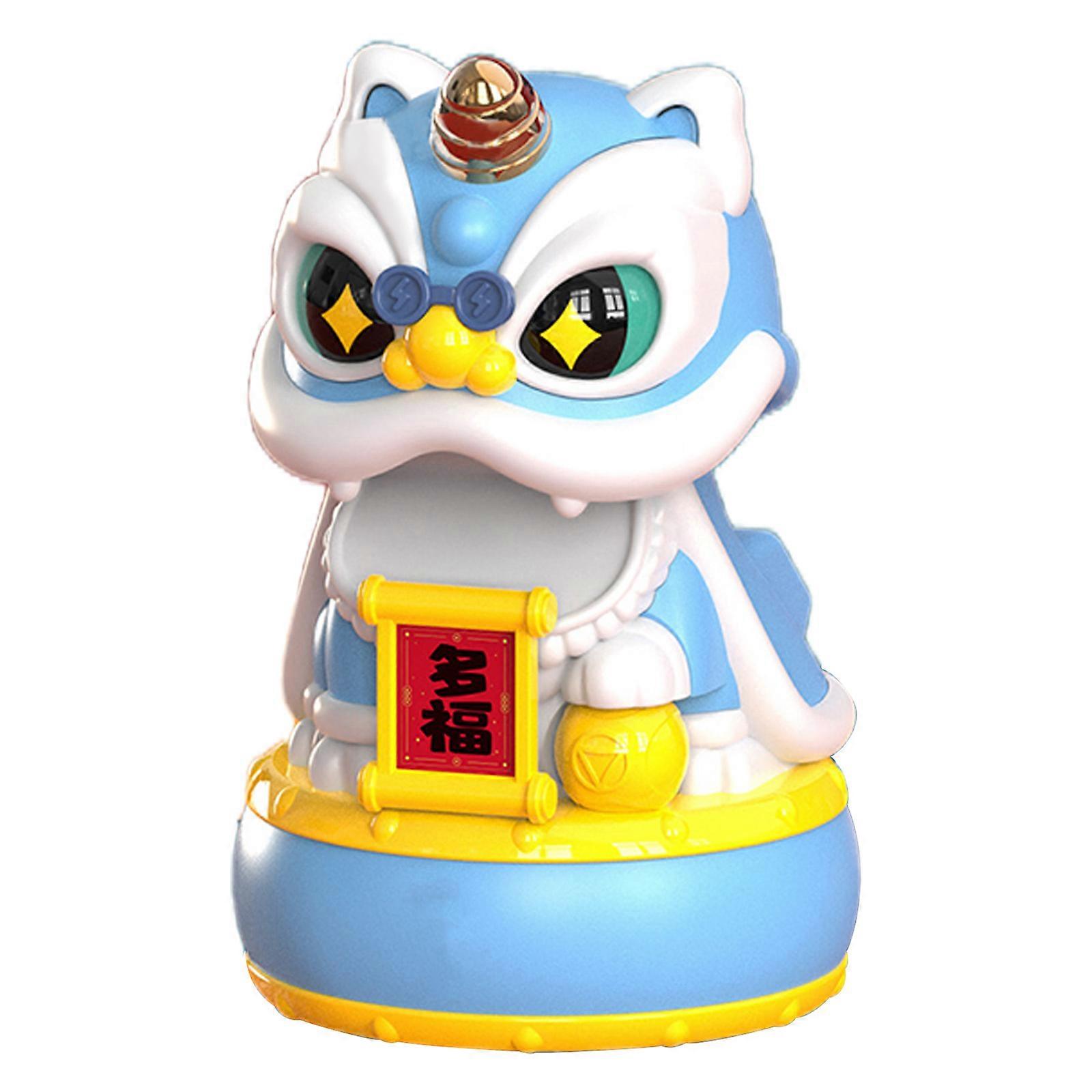 Solar Wobble Lion Figurine Solar Power Bobblehead Dancing Lion For Desk Car Dashboards Add Tradition & Good Fortunes Sky Blue