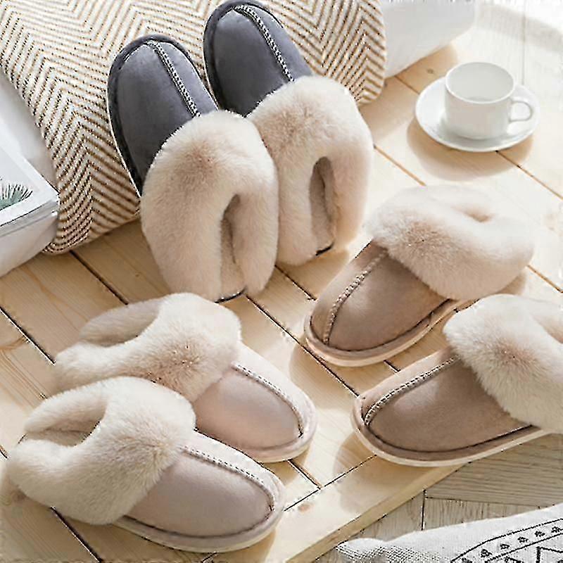 VinterMote Kvinner Hus Tøfler Varm Bomull Plysj Sko Memory Foam Flats Innendørs Og Utendørs Tøfler