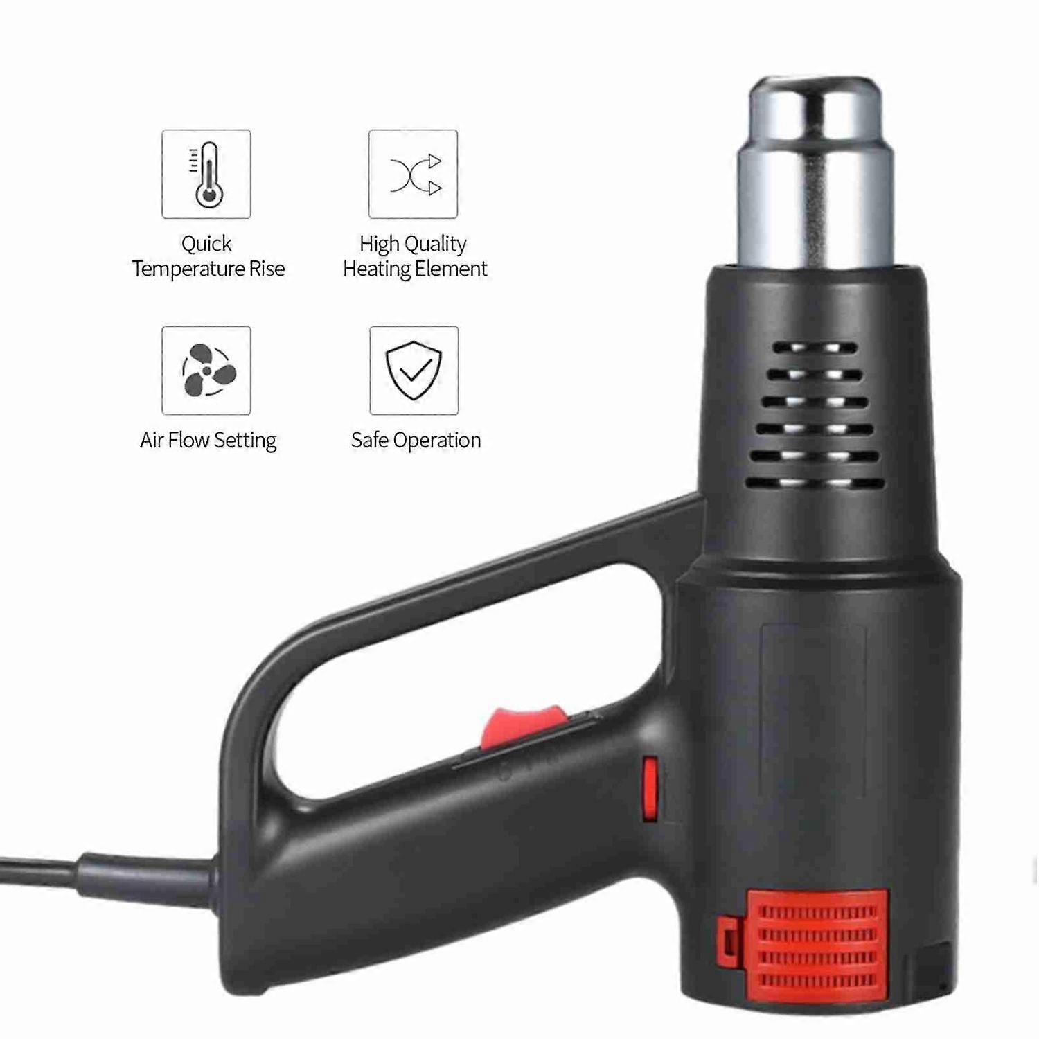 Electric Hot Air Gun Handheld Stepless Temperature Adjustable Heat Gun for Welding Shrink Wrapping