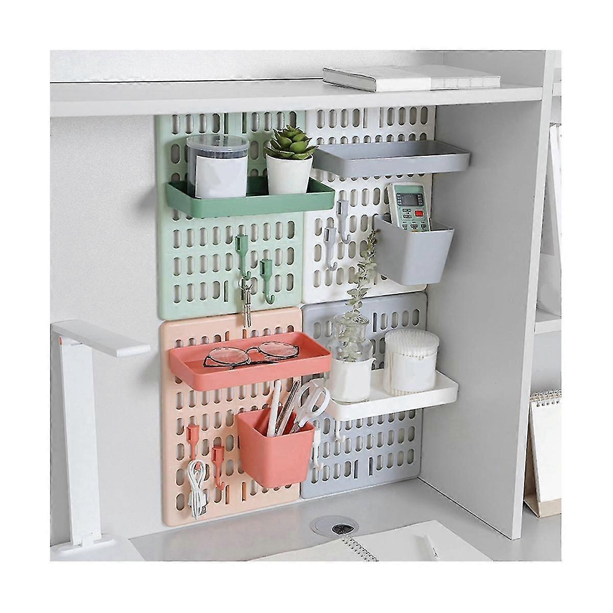 Hole Board Wall Shelf Hooks Self-Adhesive Storage Rack Desk Room Various Earphone Remote Control Storage Accessories,A,S