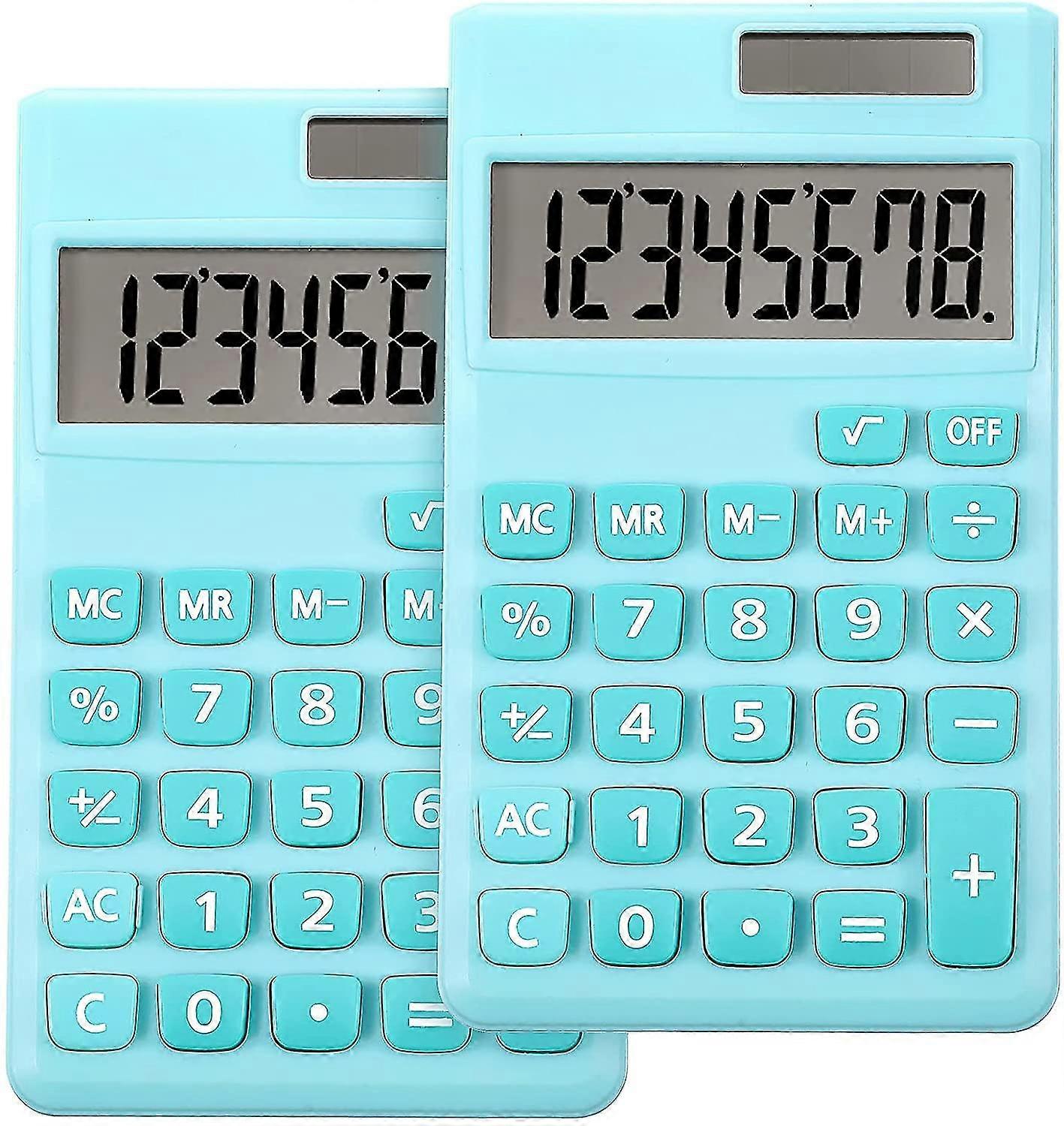 Calculator, 2 - Pack, Solar - Powered with Large LCD Display, Basic Arithmetic Functions, Compact and Light - weight for Everyday Use
