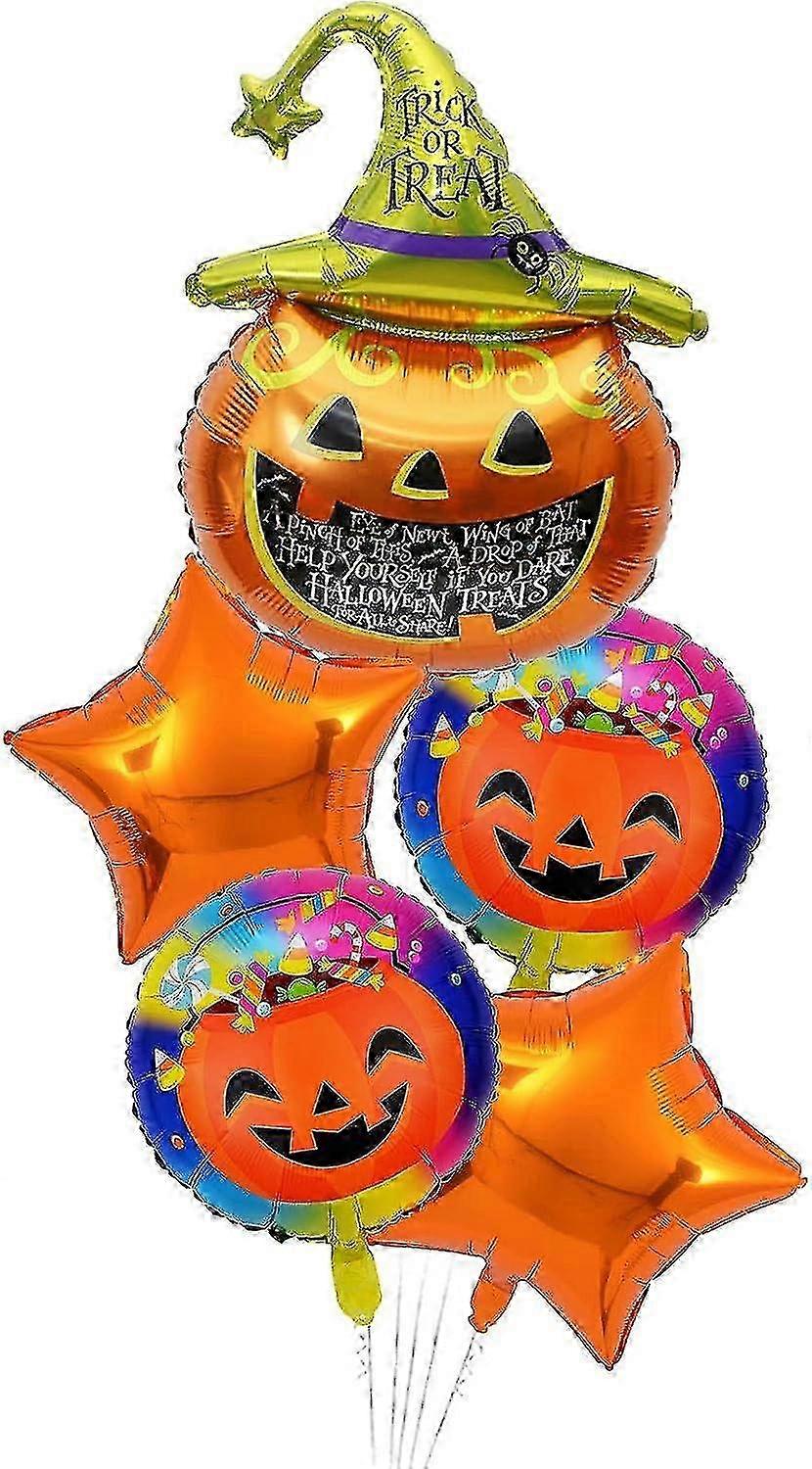 ハロウィン用フォイル風船バンドル - カボチャのデザインと輝く星が含まれています