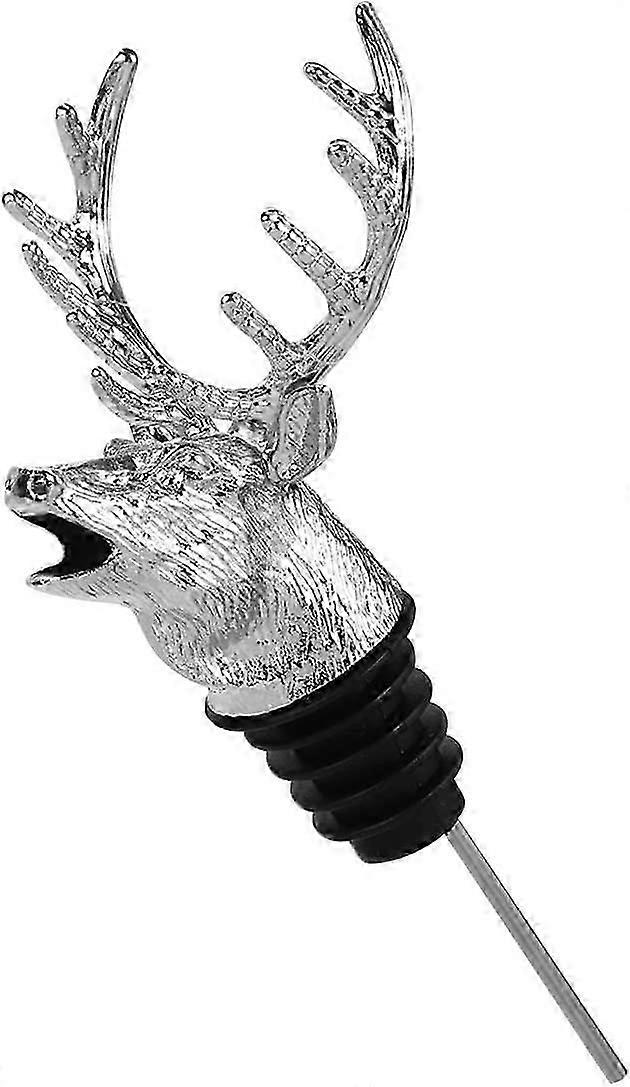 Deer Head Wine Stoppers Wine Pourer for Wine Bottles silver