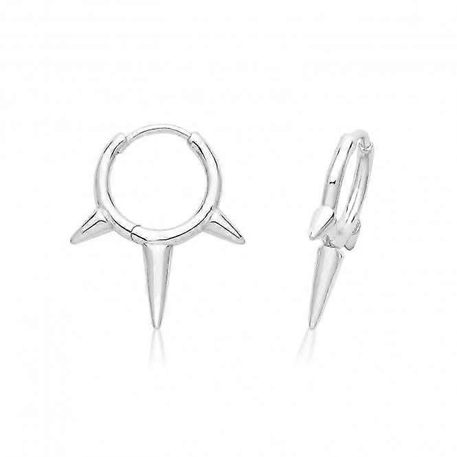 Acotis Silver Hinged Earrings Rhodium Plated Spike G51329