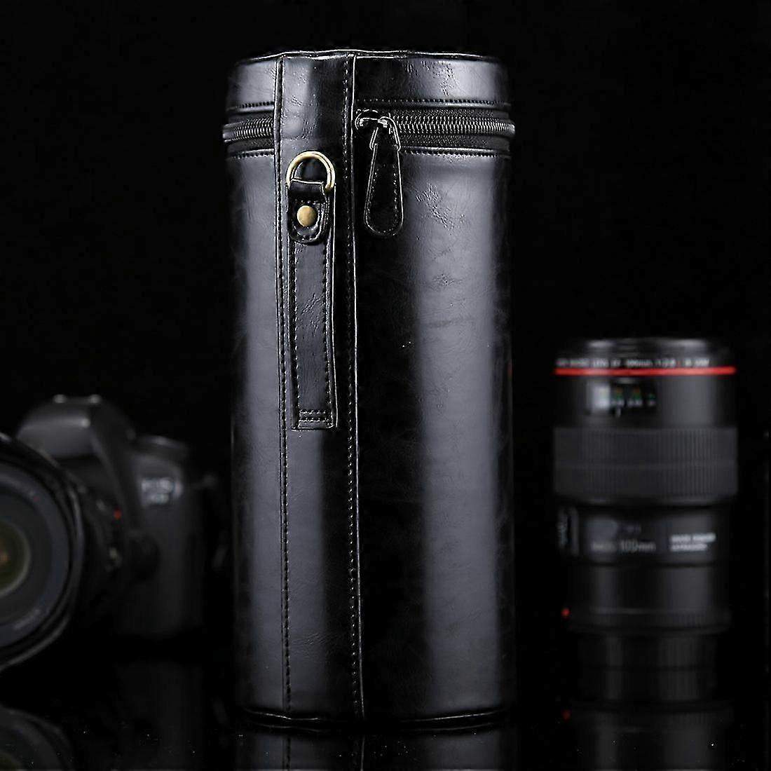 حالة عدسة كبيرة جدا بسحاب PU صندوق الحقيبة الجلدية لعدسة كاميرا DSLR ، الحجم: 24.5 * 10.5 * 10.5 سم