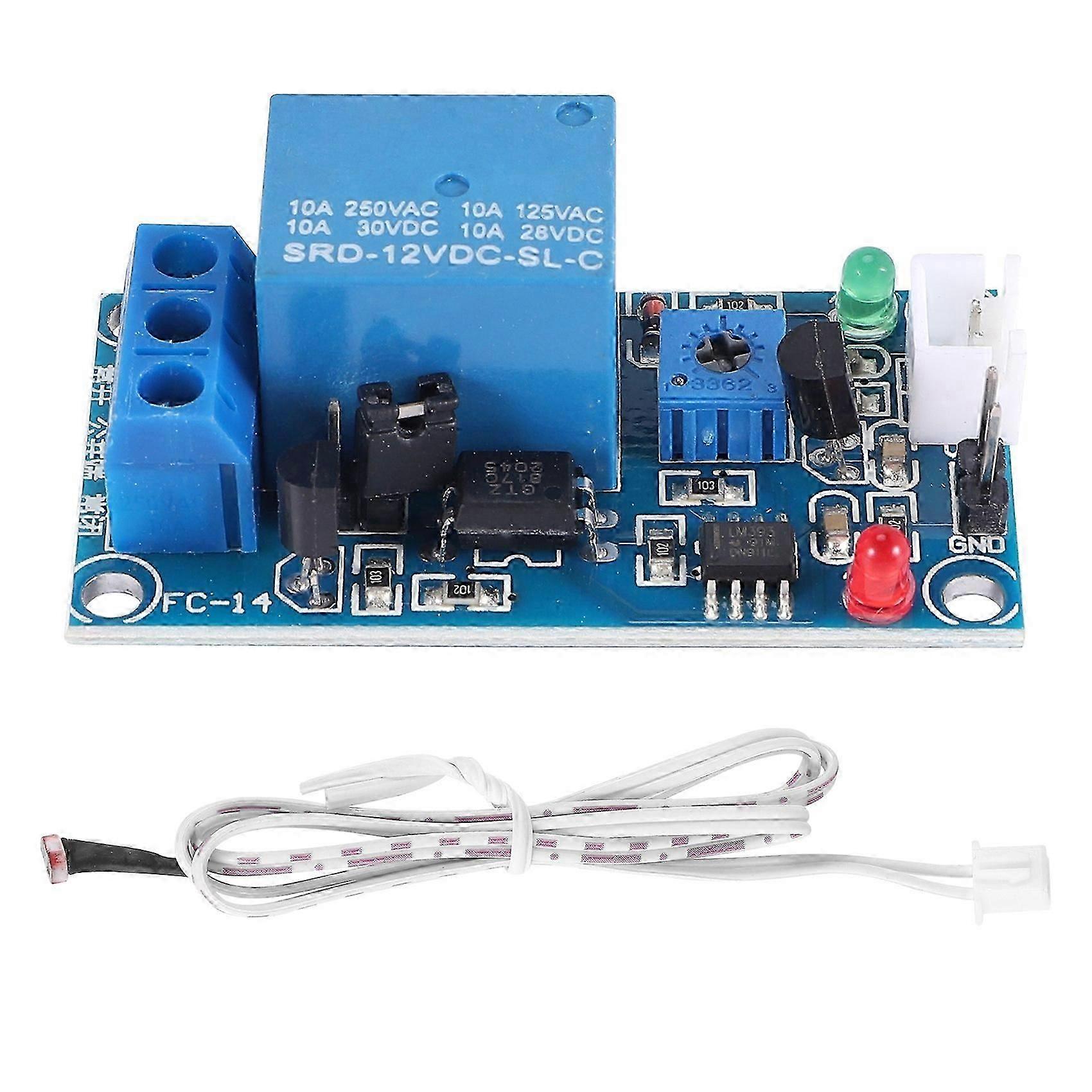 DC 12V Photoelectric Switch Sensor Relay Module 50mmx25mm w 2 Cable